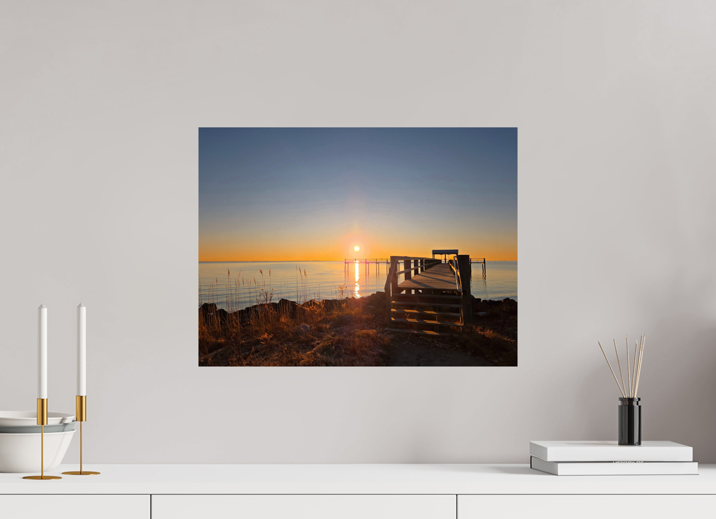 20 x 15″, Photo Print On Fuji Crystal DP II Another Pier Sunrise on the Bay