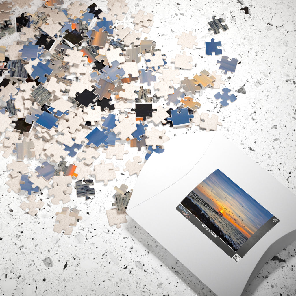 Sunrise and Birds Pier Jigsaw Puzzle — Seaside Sunset Scenic Puzzle (110/252/520/1014 pcs)
