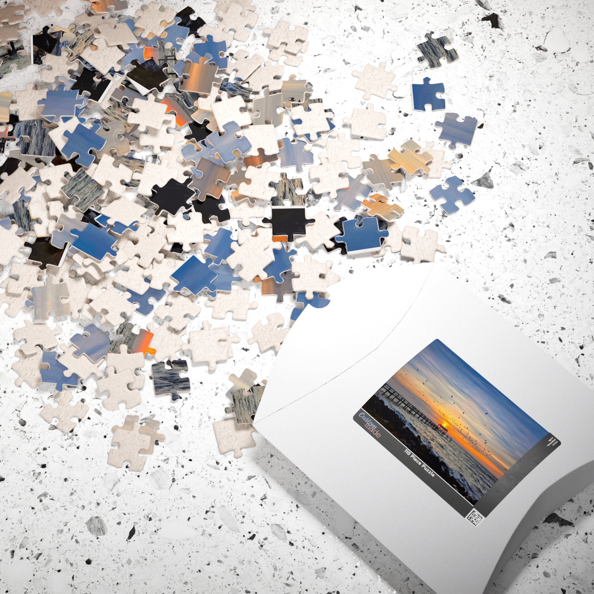 Sunrise and Birds Pier Jigsaw Puzzle — Seaside Sunset Scenic Puzzle (110/252/520/1014 pcs)