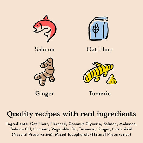 BestBy01/25 Bocce's Bakery Good Hair Dog Treats Salmon 6oz Soft Chewy Wheat-Free